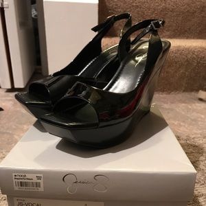 Jessica Simpson patent leather wedges
